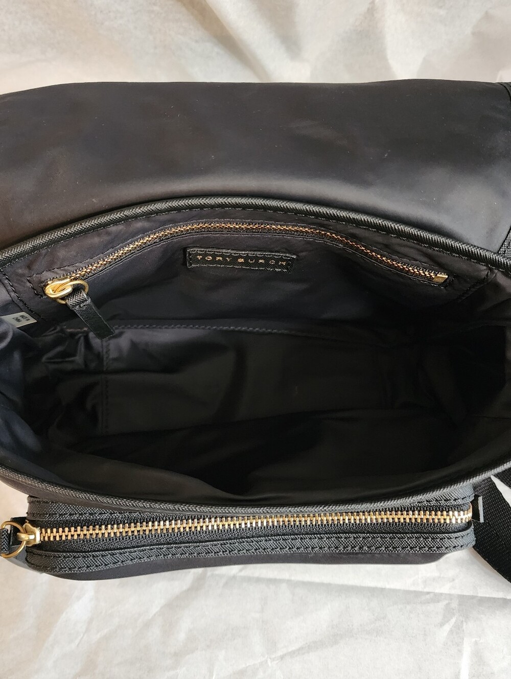 Tory Burch Black Scout Nylon Crossbody Bag w/ Adjustable Strap - Picture 6 of 12